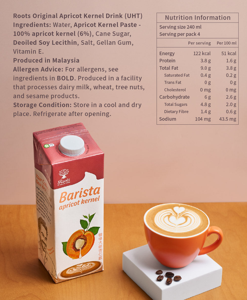 Roots Barista Apricot Kernel Drink 1L x 6