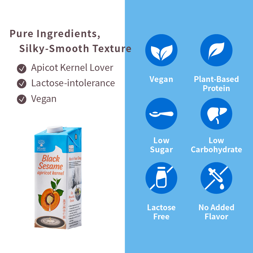 Roots Black Sesame Apricot Kernel Drink 1L x 12