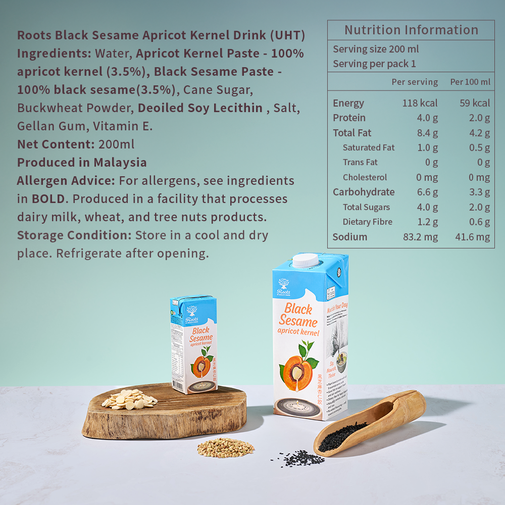 Roots Black Sesame Apricot Kernel Drink 200ml x 24
